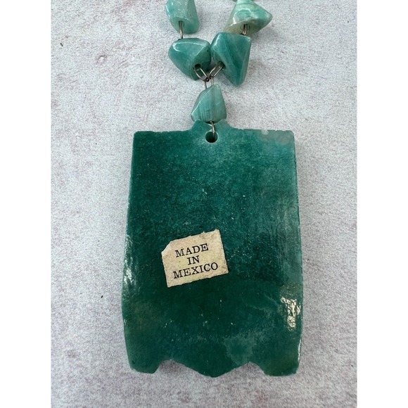 Women's Fashion Jewlery Aqua Howlite Stone Chip Statement Pendant Necklace - Picture 5 of 9